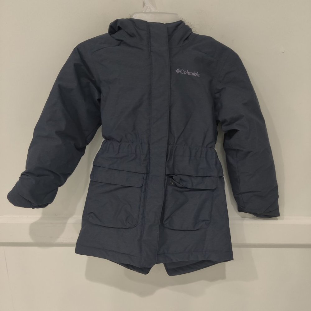 NWoT Columbia Kids Hooded Faux Fur Parka Omni-Heat Lining Blue Size S BB391